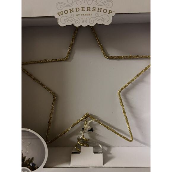 10in LED Lit Dewdrop Glitter Metal Open Star Christmas Tree Topper Gold New - Picture 5 of 6